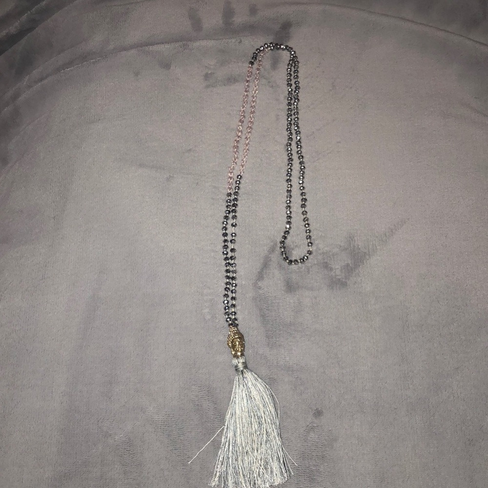 Long Beaded Buddha Head Necklace